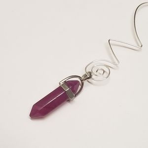 Unique Purple Jade Healing Crystal Charm or Home Decor Hanger